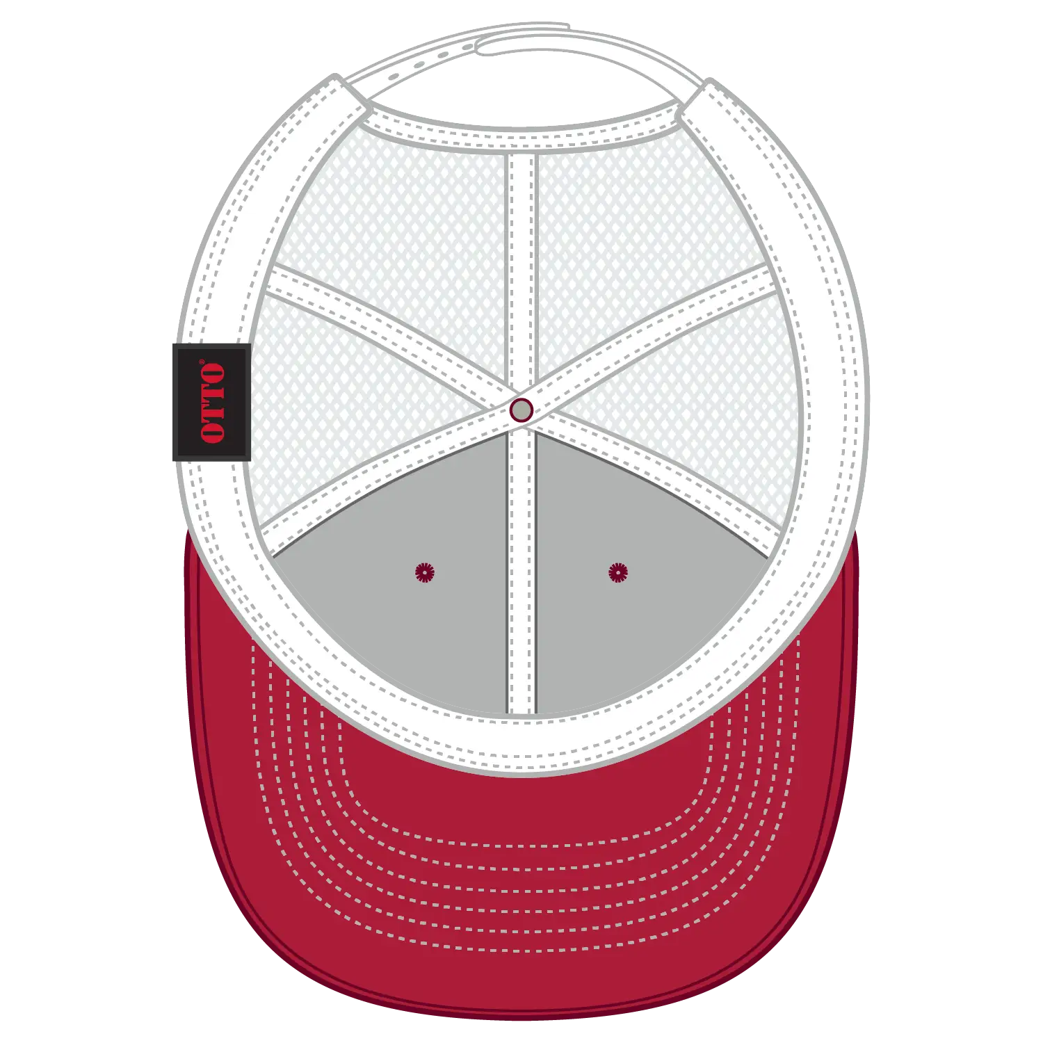 OTTO 83-1239 6 Panel Low Profile Mesh Back Trucker Cap - Red/Red/Wht - Red/Red/Wht / 6 1/2’’ - 7 5/8’’
