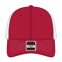 OTTO 83-1239 6 Panel Low Profile Mesh Back Trucker Cap - Red/Red/Wht - Red/Red/Wht / 6 1/2’’ - 7 5/8’’
