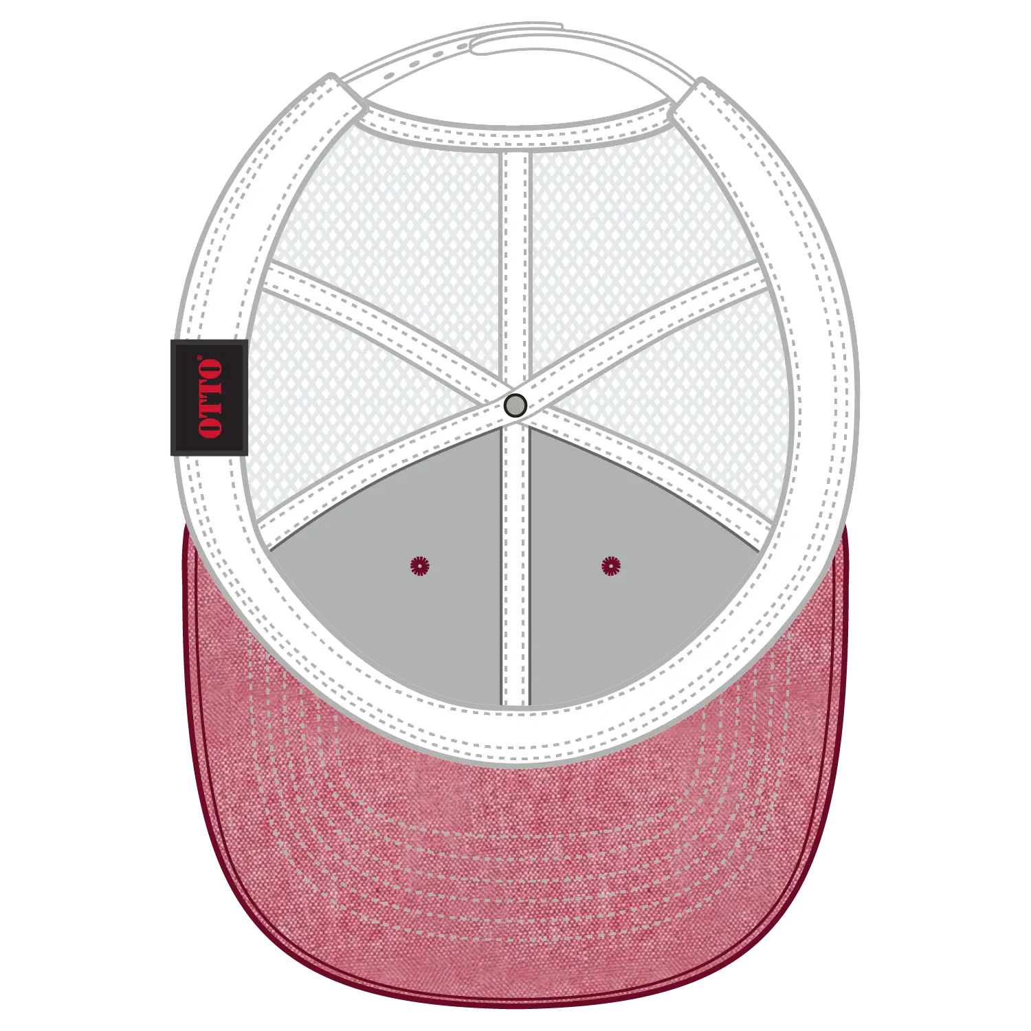 OTTO 83-1239 6 Panel Low Profile Mesh Back Trucker Cap - Red/Wht - Red/Wht / 6 1/2’’ - 7 5/8’’