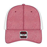 OTTO 83-1239 6 Panel Low Profile Mesh Back Trucker Cap - Red/Wht - Red/Wht / 6 1/2’’ - 7 5/8’’