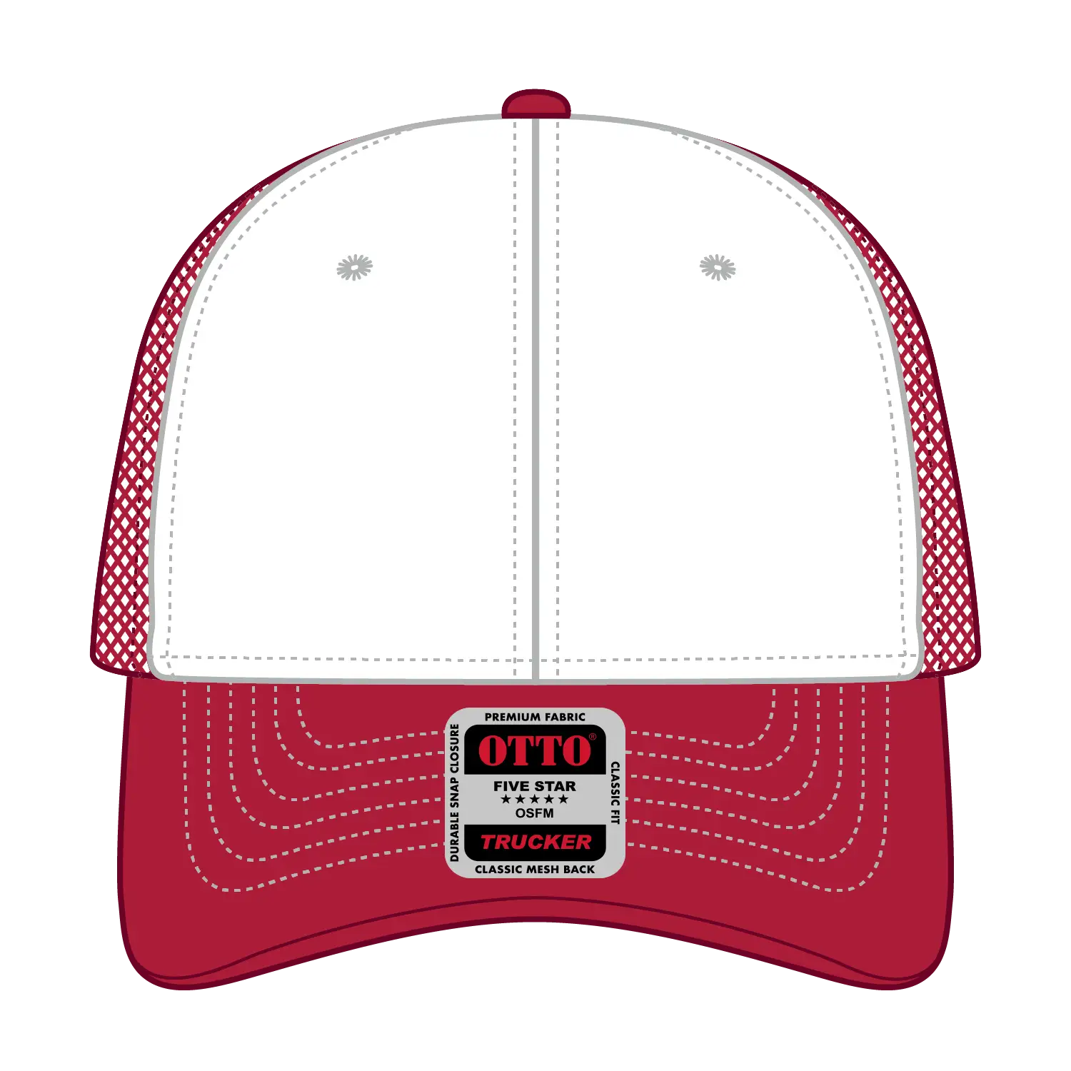 OTTO 83-1239 6 Panel Low Profile Mesh Back Trucker Cap - Red/Wht/Red - Red/Wht/Red / 6 1/2’’ - 7 5/8’’