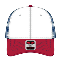 OTTO 83-1239 6 Panel Low Profile Mesh Back Trucker Cap - Red/Wht/Ryl - Red/Wht/Ryl / 6 1/2’’ - 7 5/8’’