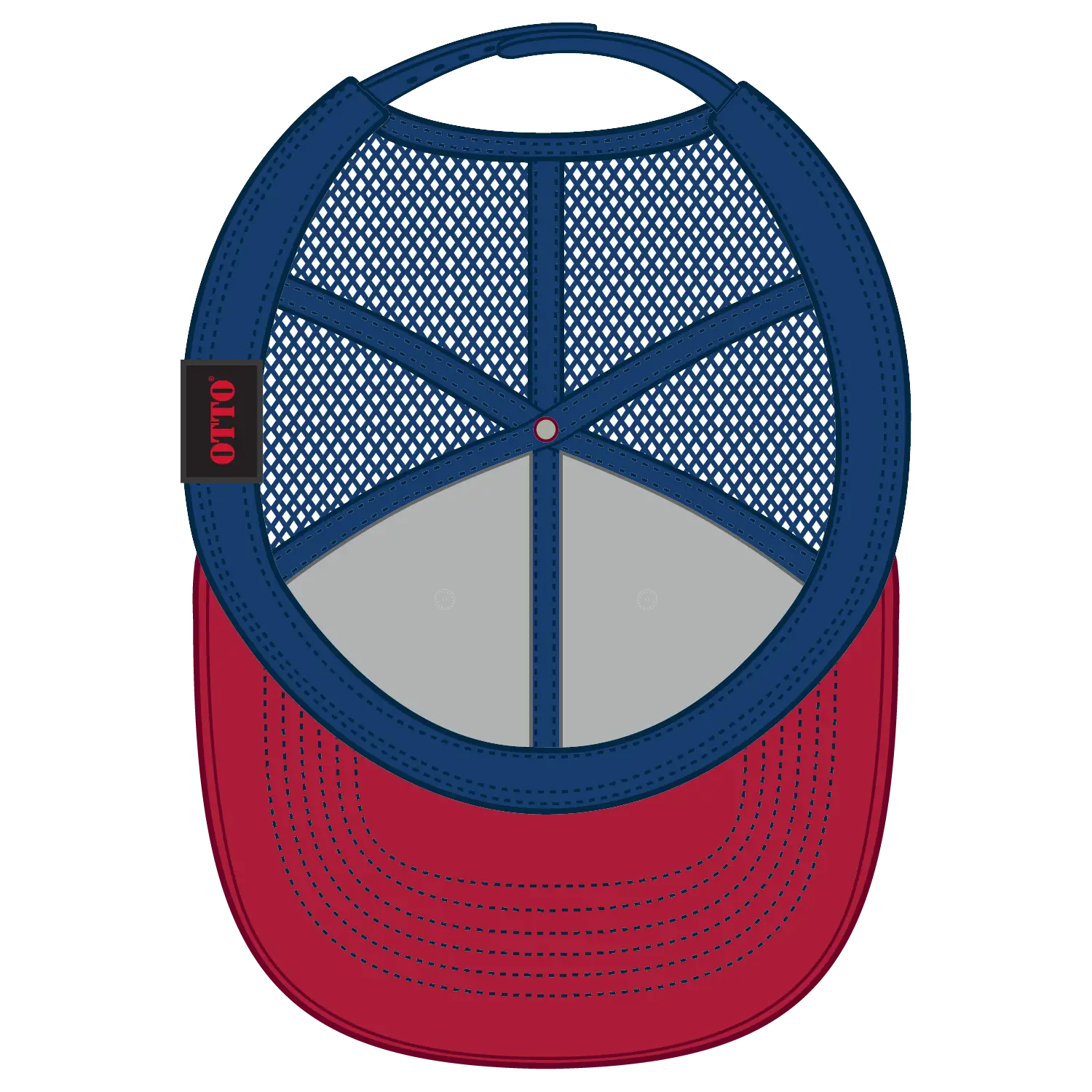 OTTO 83-1239 6 Panel Low Profile Mesh Back Trucker Cap - Red/Wht/Ryl - Red/Wht/Ryl / 6 1/2’’ - 7 5/8’’