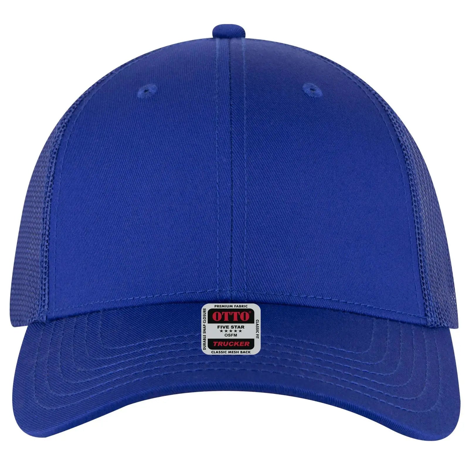 OTTO 83-1239 6 Panel Low Profile Mesh Back Trucker Cap - Royal - Royal / 6 1/2’’ - 7 5/8’’