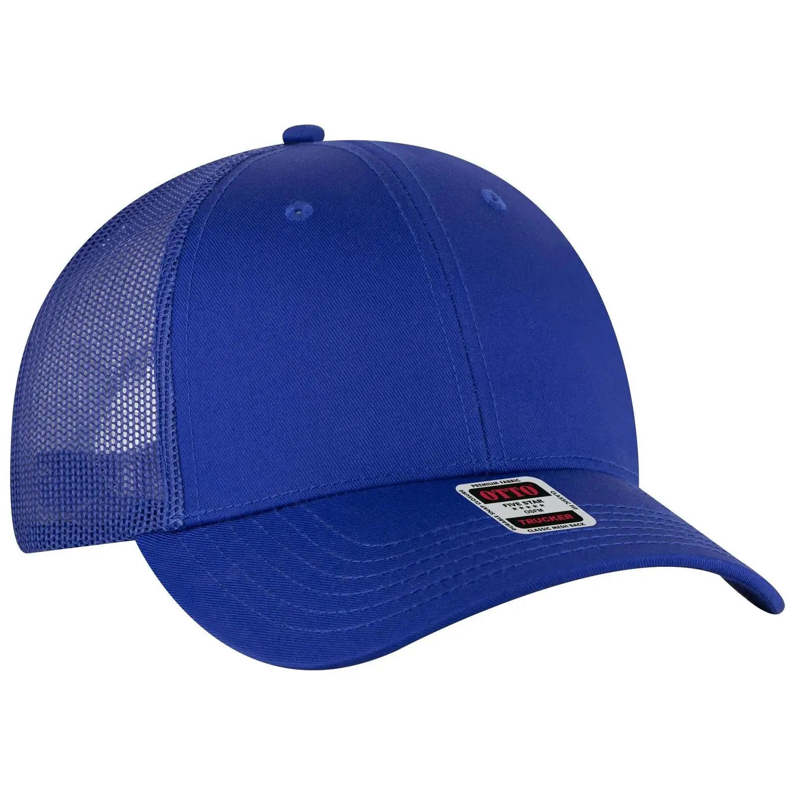 OTTO 83-1239 6 Panel Low Profile Mesh Back Trucker Cap - Royal - Royal / 6 1/2’’ - 7 5/8’’