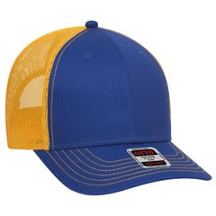 OTTO 83-1239 6 Panel Low Profile Mesh Back Trucker Cap - Ryl/Ryl/Gld - Ryl/Ryl/Gld / 6 1/2’’ - 7 5/8’’
