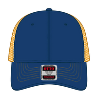 OTTO 83-1239 6 Panel Low Profile Mesh Back Trucker Cap - Ryl/Ryl/Gld - Ryl/Ryl/Gld / 6 1/2’’ - 7 5/8’’