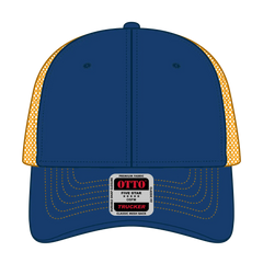 OTTO 83-1239 6 Panel Low Profile Mesh Back Trucker Cap - Ryl/Ryl/Gld - Ryl/Ryl/Gld / 6 1/2’’ - 7 5/8’’