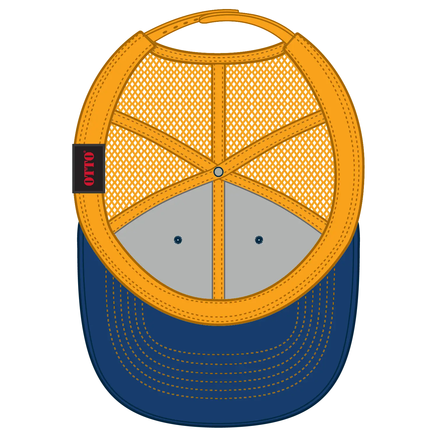 OTTO 83-1239 6 Panel Low Profile Mesh Back Trucker Cap - Ryl/Ryl/Gld - Ryl/Ryl/Gld / 6 1/2’’ - 7 5/8’’