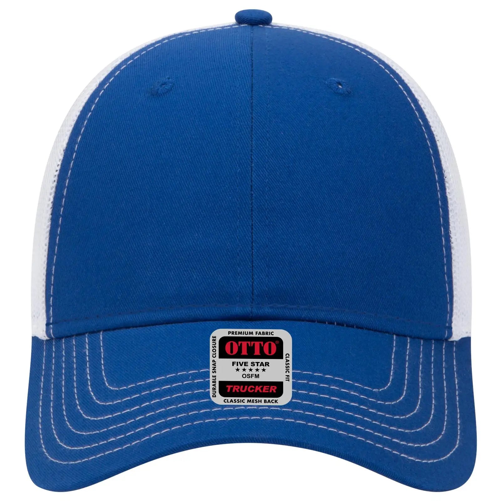 OTTO 83-1239 6 Panel Low Profile Mesh Back Trucker Cap - Ryl/Ryl/Wht - Ryl/Ryl/Wht / 6 1/2’’ - 7 5/8’’