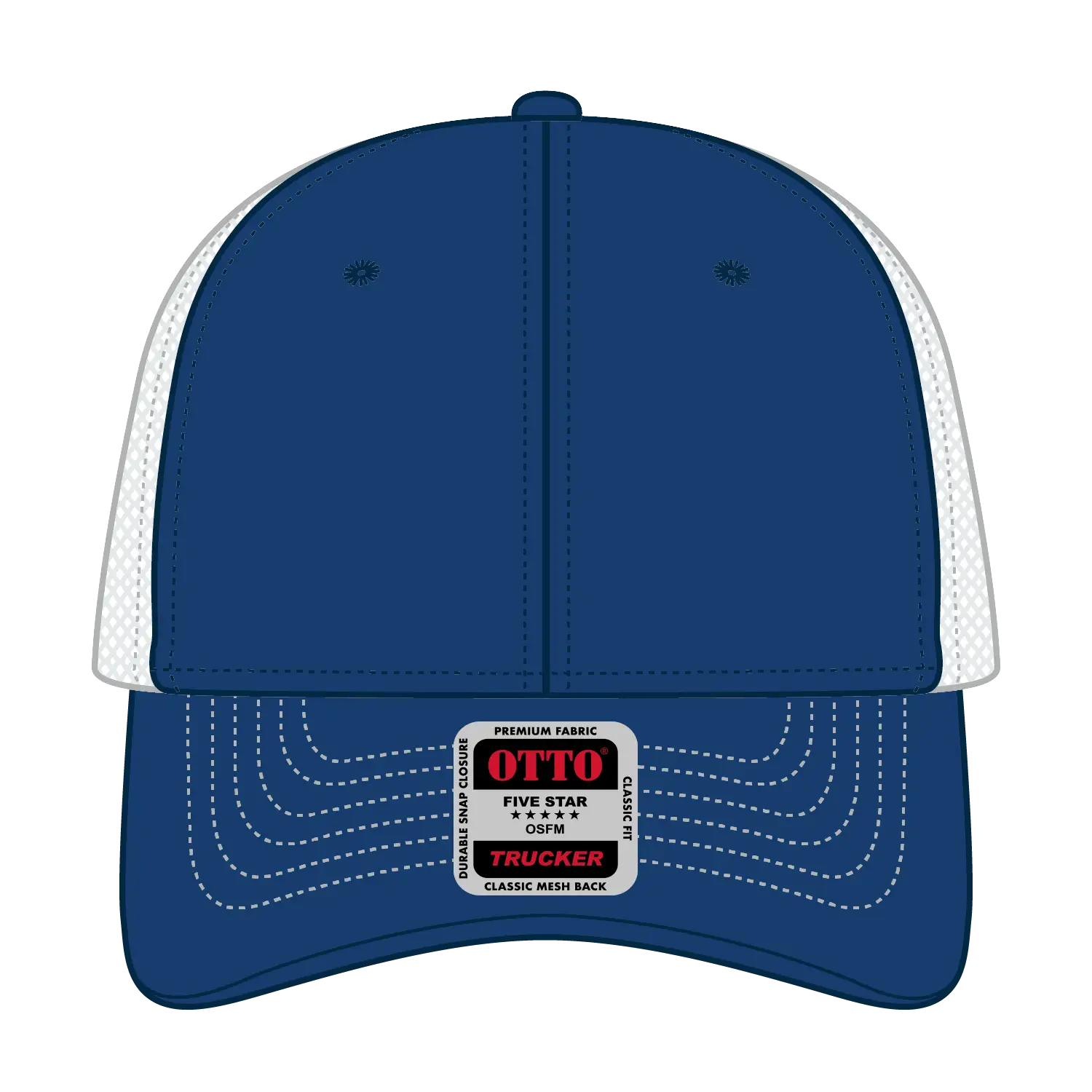 OTTO 83-1239 6 Panel Low Profile Mesh Back Trucker Cap - Ryl/Ryl/Wht - Ryl/Ryl/Wht / 6 1/2’’ - 7 5/8’’