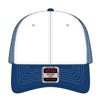 OTTO 83-1239 6 Panel Low Profile Mesh Back Trucker Cap - Ryl/Wht/Ryl - Ryl/Wht/Ryl / 6 1/2’’ - 7 5/8’’