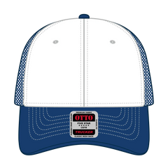 OTTO 83-1239 6 Panel Low Profile Mesh Back Trucker Cap - Ryl/Wht/Ryl - Ryl/Wht/Ryl / 6 1/2’’ - 7 5/8’’