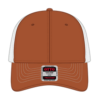 OTTO 83-1239 6 Panel Low Profile Mesh Back Trucker Cap - Tx Org/Tx Org/Wht - Tx Org/Tx Org/Wht / 6 1/2’’ - 7 5/8’’