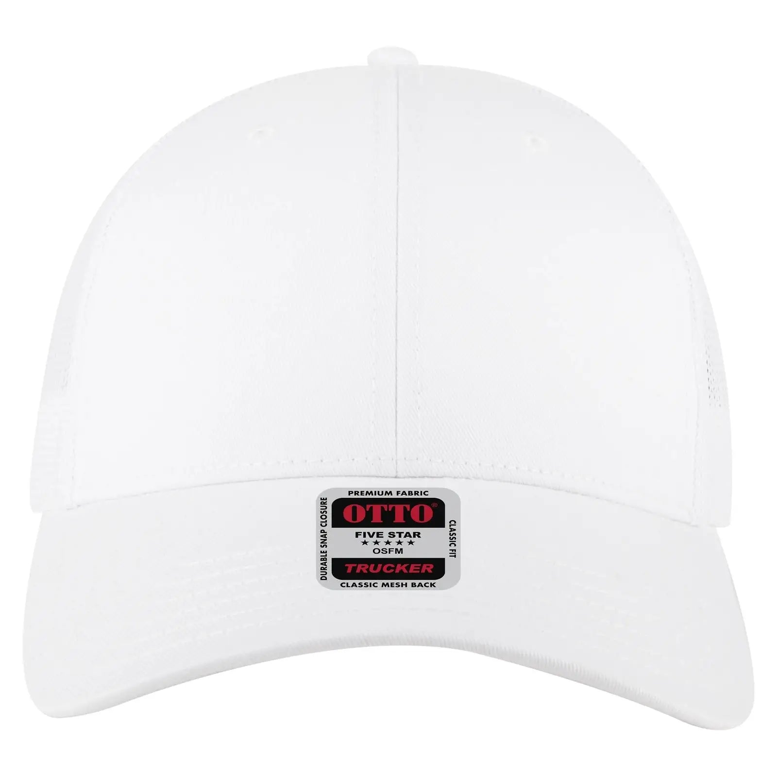 OTTO 83-1239 6 Panel Low Profile Mesh Back Trucker Cap - White