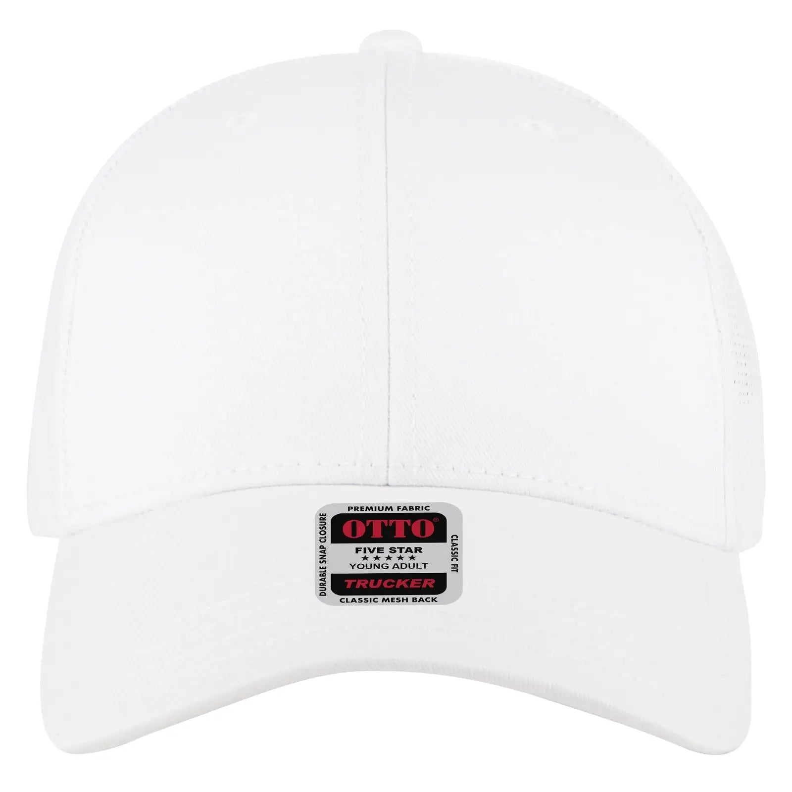 OTTO 83-1239 6 Panel Low Profile Mesh Back Trucker Cap - White