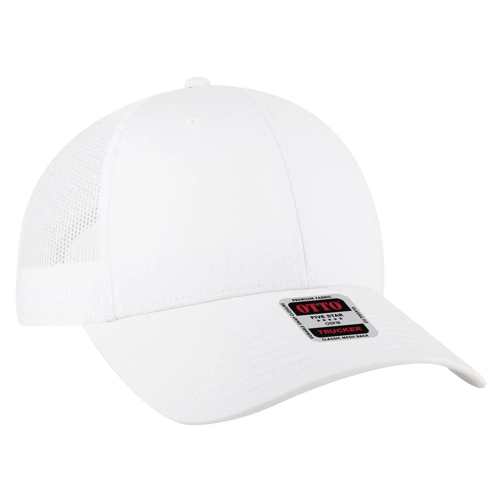 OTTO 83-1239 6 Panel Low Profile Mesh Back Trucker Cap - White