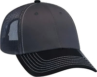 OTTO 83-1239 6 Panel Low Profile Mesh Back Trucker Hat - Black Charcoal Charcoal - Black Dark Gray / One Size Fits Most