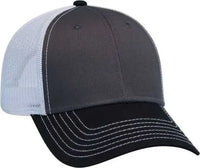 OTTO 83-1239 6 Panel Low Profile Mesh Back Trucker Hat - Black Charcoal White - Black White / One Size Fits Most