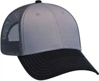 OTTO 83-1239 6 Panel Low Profile Mesh Back Trucker Hat - Black Gray Charcoal - Black Gray / One Size Fits Most