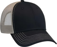 OTTO 83-1239 6 Panel Low Profile Mesh Back Trucker Hat - Black Black Khaki - Black Khaki / One Size Fits Most
