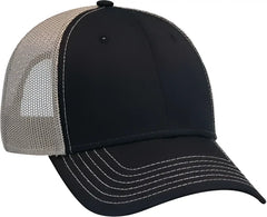OTTO 83-1239 6 Panel Low Profile Mesh Back Trucker Hat - Black Black Khaki - Black Khaki / One Size Fits Most