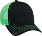 OTTO 83-1239 6 Panel Low Profile Mesh Back Trucker Hat - Black Black Neon Green - Black Green / One Size Fits Most