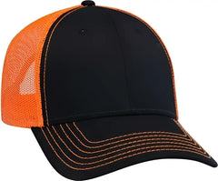 OTTO 83-1239 6 Panel Low Profile Mesh Back Trucker Hat - Black Black Orange - Black Orange / One Size Fits Most