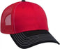 OTTO 83-1239 6 Panel Low Profile Mesh Back Trucker Hat - Black Red Red - Black Red / One Size Fits Most