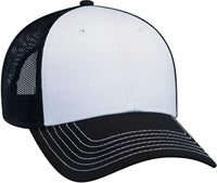 OTTO 83-1239 6 Panel Low Profile Mesh Back Trucker Hat - Black White Black - Black White / One Size Fits Most
