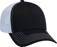 OTTO 83-1239 6 Panel Low Profile Mesh Back Trucker Hat - Black Black White - Black White / One Size Fits Most