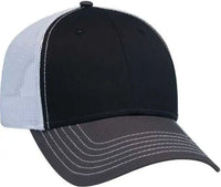 OTTO 83-1239 6 Panel Low Profile Mesh Back Trucker Hat - Charcoal Black White - Dark Gray White / One Size Fits Most