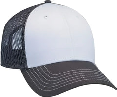 OTTO 83-1239 6 Panel Low Profile Mesh Back Trucker Hat - Charcoal White Charcoal - Dark Gray White / One Size Fits Most