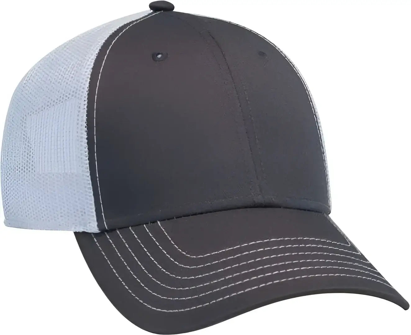 OTTO 83-1239 6 Panel Low Profile Mesh Back Trucker Hat - Charcoal Charcoal White - Dark Gray White / One Size Fits Most
