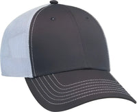 OTTO 83-1239 6 Panel Low Profile Mesh Back Trucker Hat - Charcoal Charcoal White - Dark Gray White / One Size Fits Most