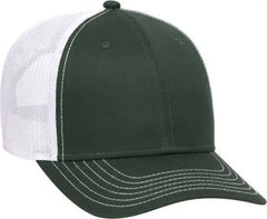 OTTO 83-1239 6 Panel Low Profile Mesh Back Trucker Hat - Dark Green Dark Green White - Forest White / One Size Fits Most