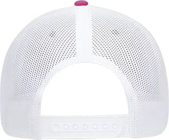 OTTO 83-1239 6 Panel Low Profile Mesh Back Trucker Hat - Heather Pnk Heather Pnk White - Pink White / One Size Fits Most