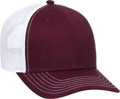 OTTO 83-1239 6 Panel Low Profile Mesh Back Trucker Hat - Maroon Maroon White - Maroon White / One Size Fits Most