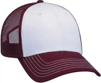 OTTO 83 1239 6 Panel Low Profile Mesh Back Trucker Hat Maroon White Maroon Maroon White / One Size Fits Most