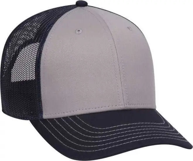 OTTO 83 1239 6 Panel Low Profile Mesh Back Trucker Hat Navy Gray Navy Navy Gray / One Size Fits Most
