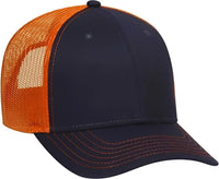 OTTO 83-1239 6 Panel Low Profile Mesh Back Trucker Hat - Navy Navy Orange - Navy Orange / One Size Fits Most