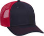 OTTO 83-1239 6 Panel Low Profile Mesh Back Trucker Hat - Navy Navy Red - Navy Red / One Size Fits Most