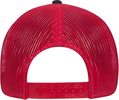 OTTO 83-1239 6 Panel Low Profile Mesh Back Trucker Hat - Navy Navy Red - Navy Red / One Size Fits Most