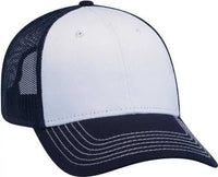 OTTO 83-1239 6 Panel Low Profile Mesh Back Trucker Hat - Navy White Navy - Navy White / One Size Fits Most