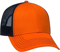 OTTO 83-1239 6 Panel Low Profile Mesh Back Trucker Hat - Orange Orange Black - Orange Black / One Size Fits Most