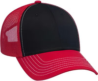 OTTO 83-1239 6 Panel Low Profile Mesh Back Trucker Hat - Red Black Red - Red Black / One Size Fits Most
