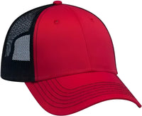 OTTO 83-1239 6 Panel Low Profile Mesh Back Trucker Hat - Red Red Black - Red Black / One Size Fits Most