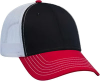 OTTO 83-1239 6 Panel Low Profile Mesh Back Trucker Hat - Red Black White - Red Black / One Size Fits Most