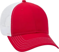 OTTO 83-1239 6 Panel Low Profile Mesh Back Trucker Hat - Red Red White - Red White / One Size Fits Most