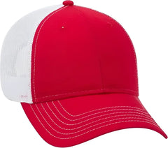 OTTO 83-1239 6 Panel Low Profile Mesh Back Trucker Hat - Red Red White - Red White / One Size Fits Most